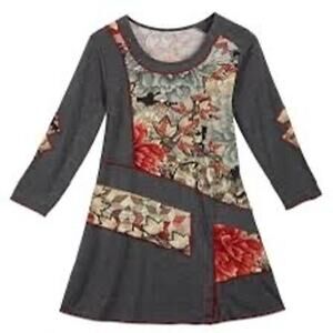 MSRP $100 NWOT Parsley & Sage Canadian Brand Patchwork Rayon Tunic Dress Size M